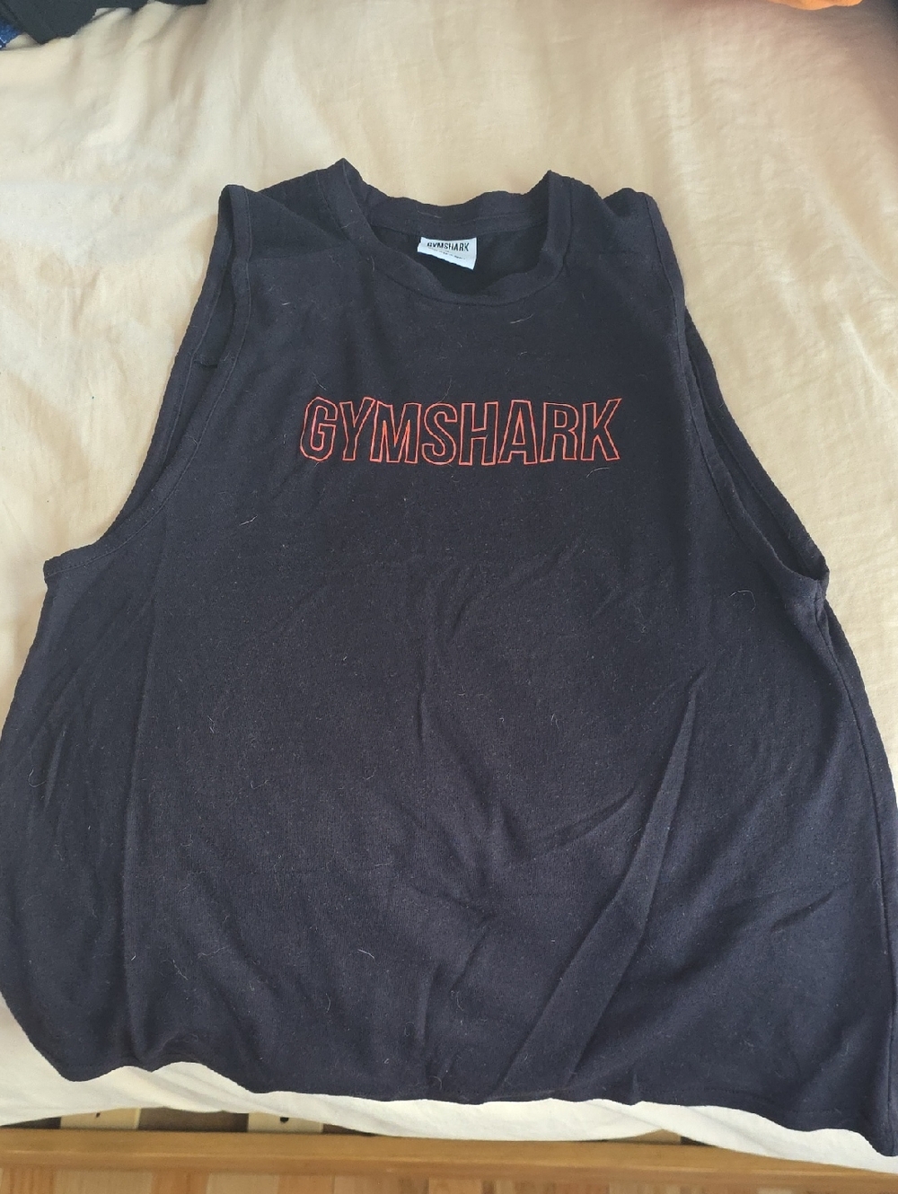 Gymshark Black Crewneck Tank With Red-Orange Logo